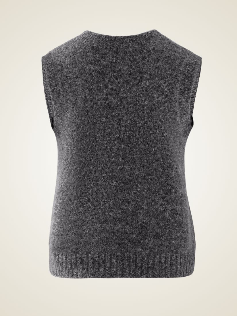 Venyra - Dark Gray V-Neck Cashmere Vest | The Cashmere Studio