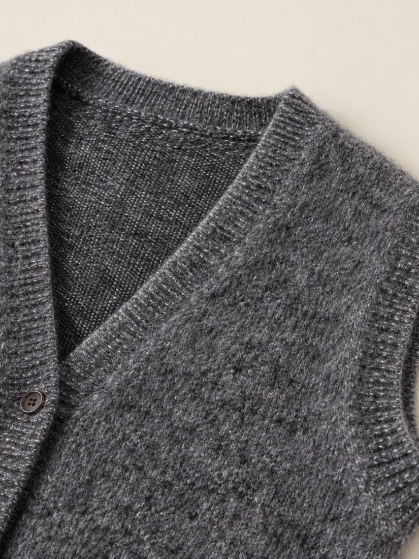 Venyra - Dark Gray V-Neck Cashmere Vest | The Cashmere Studio