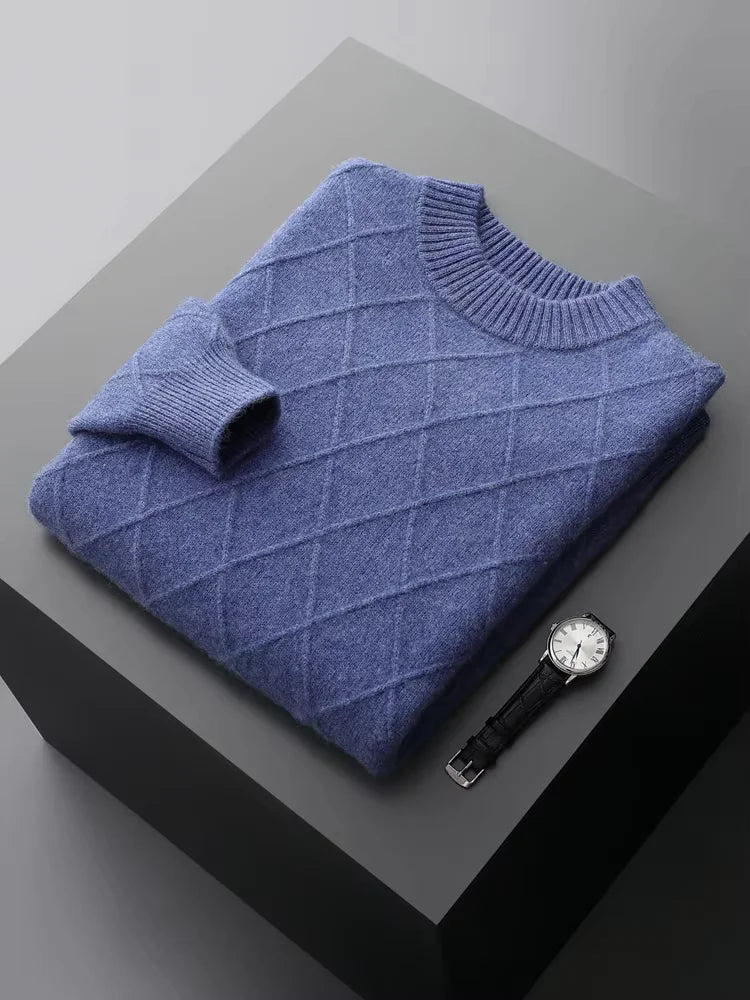 Vincent - Blue Crewneck Cashmere Sweater | The Cashmere Studio