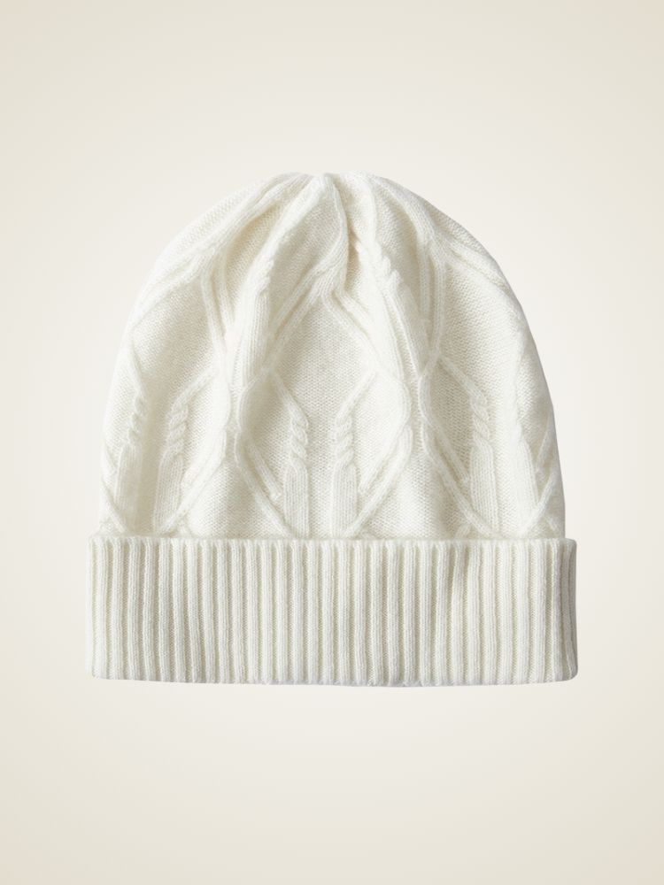 Katelina - White Cable-Knit Cashmere Hat | The Cashmere Studio