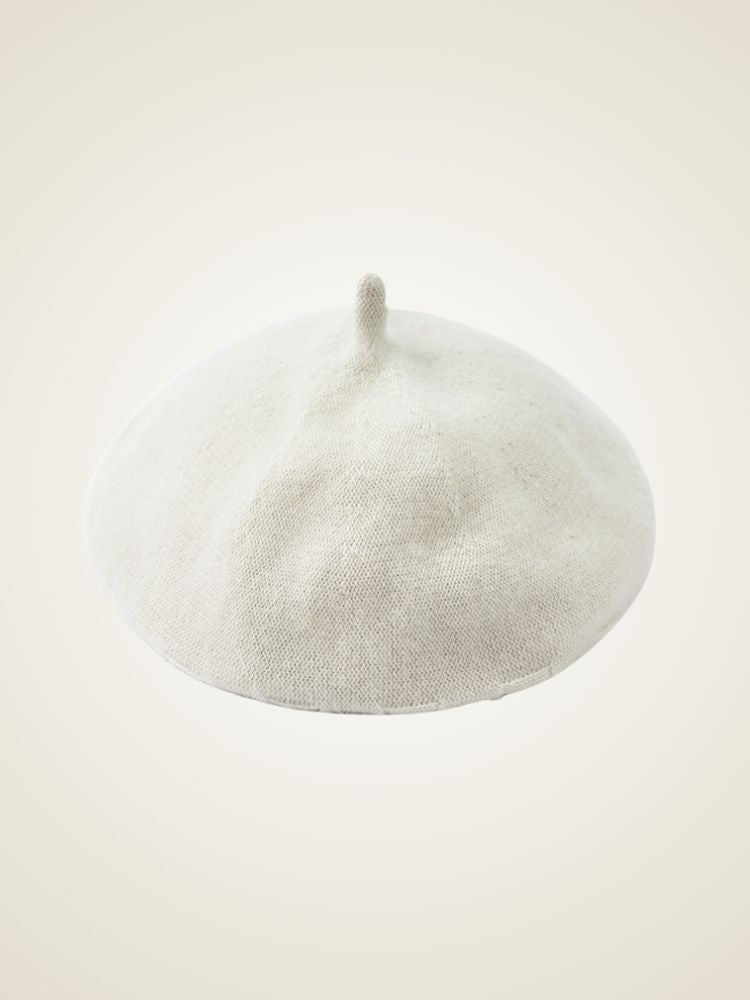 Jaylinn - White Classic Cashmere Beret | The Cashmere Studio