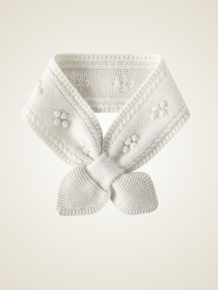 Tereza - White Bow-Knot Cashmere Neck Scarf | The Cashmere Studio