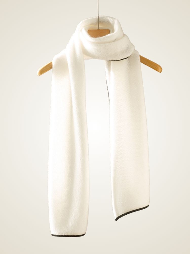 Valie - White Honeycomb Cashmere Scarf | The Cashmere Studio
