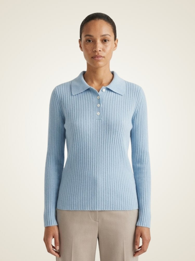 Glyssa - Ribbed Cashmere Polo | The Cashmere Studio