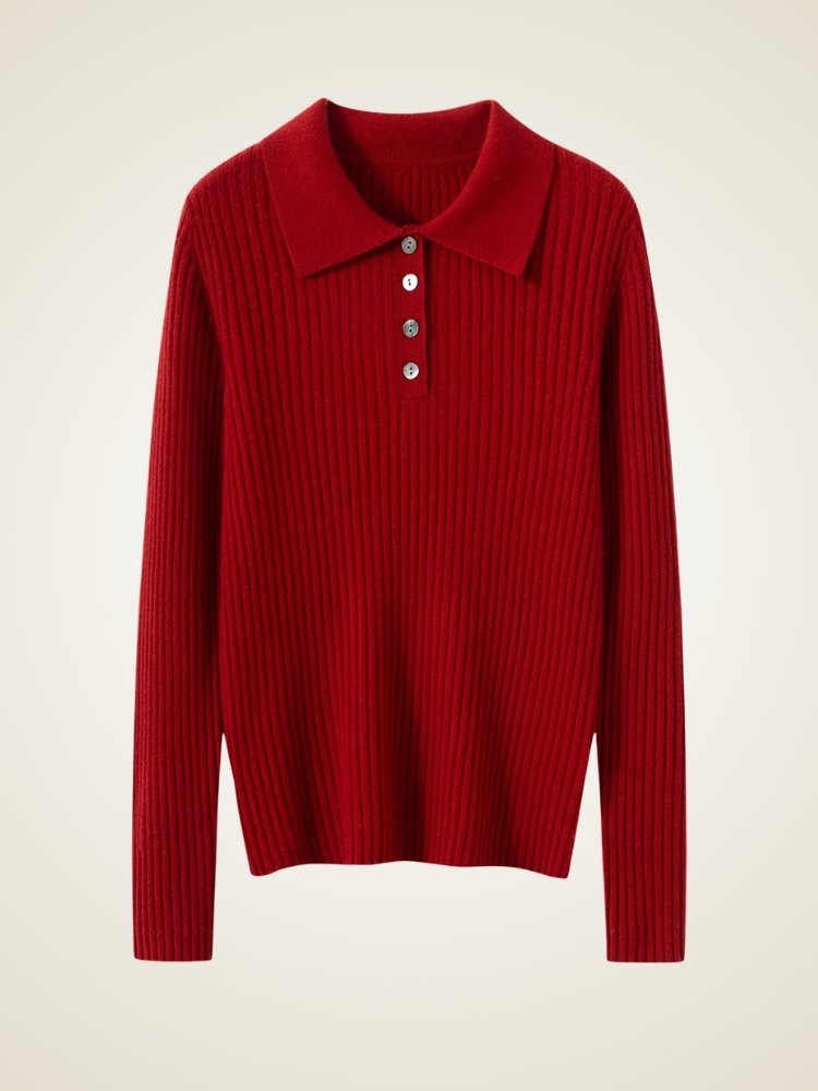 Glyssa - Ribbed Cashmere Polo | The Cashmere Studio