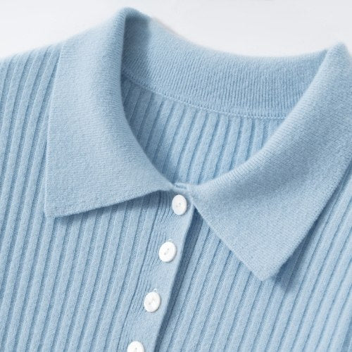 Glyssa - Ribbed Cashmere Polo Sweater | The Cashmere Studio
