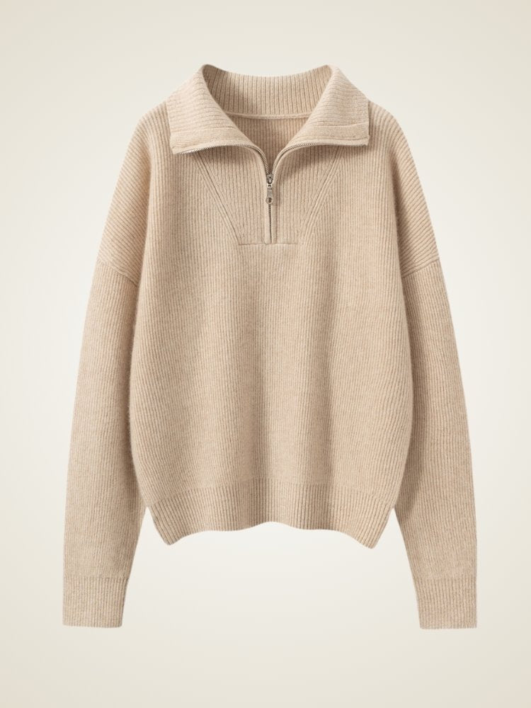 Isavelle - Half Zip Cashmere Sweater | The Cashmere Studio