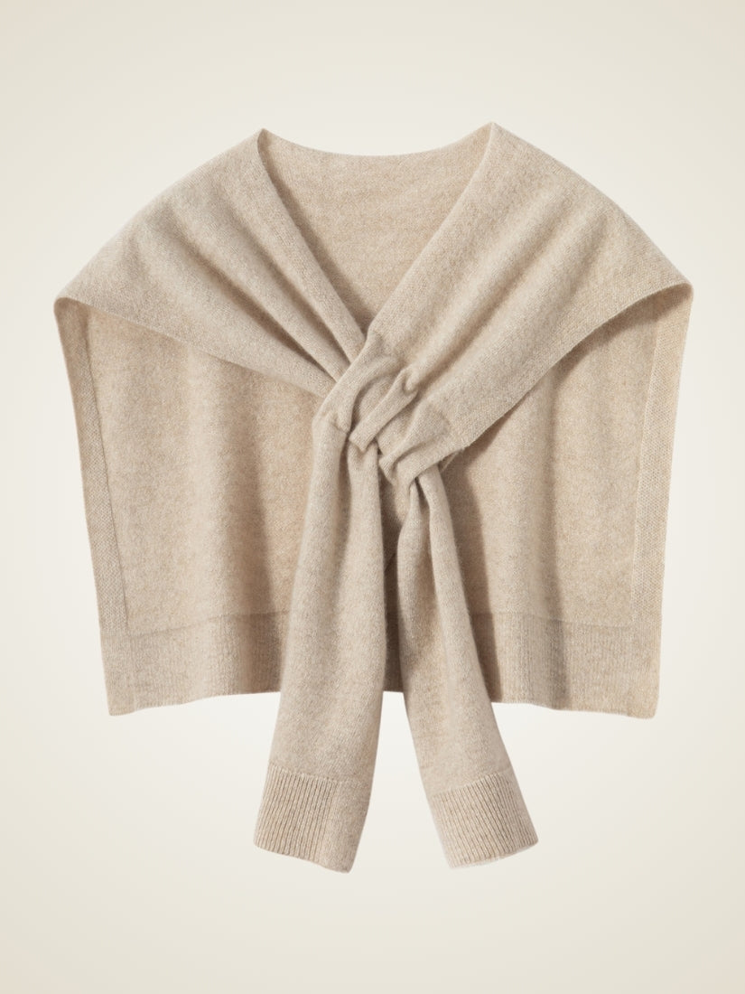 Yerina - Beige Cashmere Shoulder Shawl | The Cashmere Studio