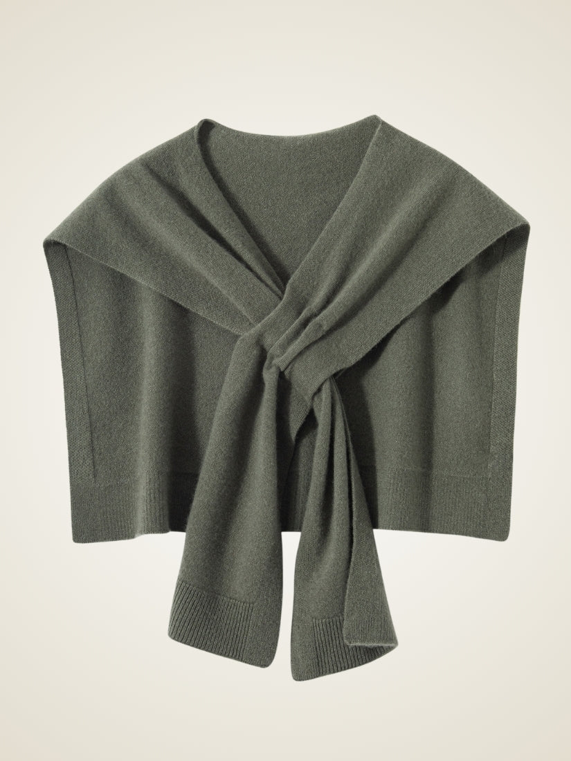 Yerina - Gray Green Cashmere Shoulder Shawl | The Cashmere Studio