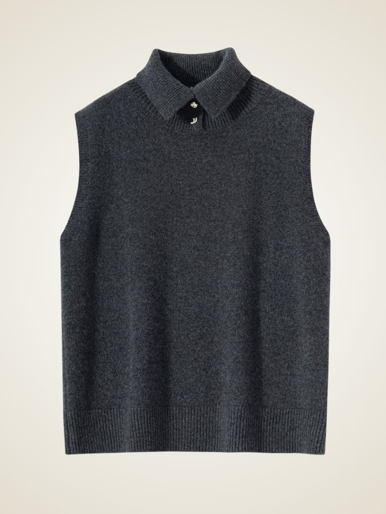 Yria - Dark Gray Cashmere Vest | The Cashmere Studio
