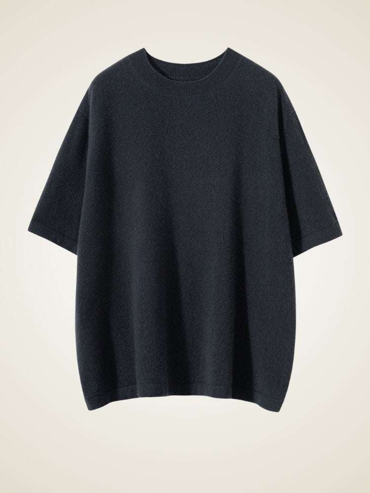 Zoraya - Dark Gray Short Sleeve Cashmere Sweater | The Cashmere Studio