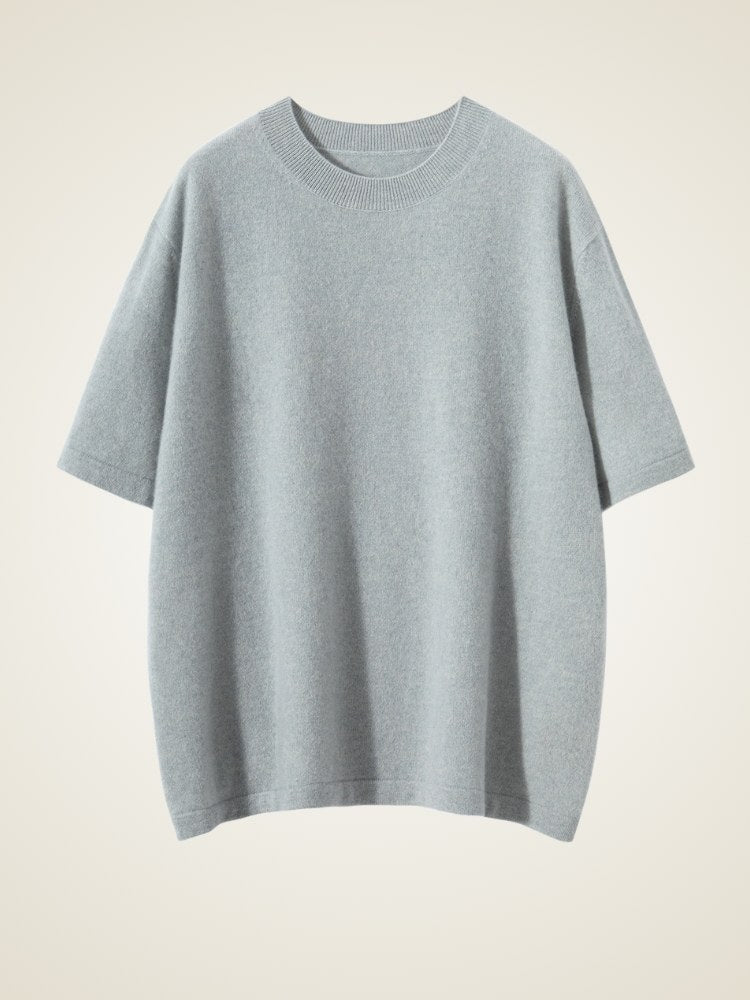 Zoraya - Gray Short Sleeve Cashmere Sweater | The Cashmere Studio