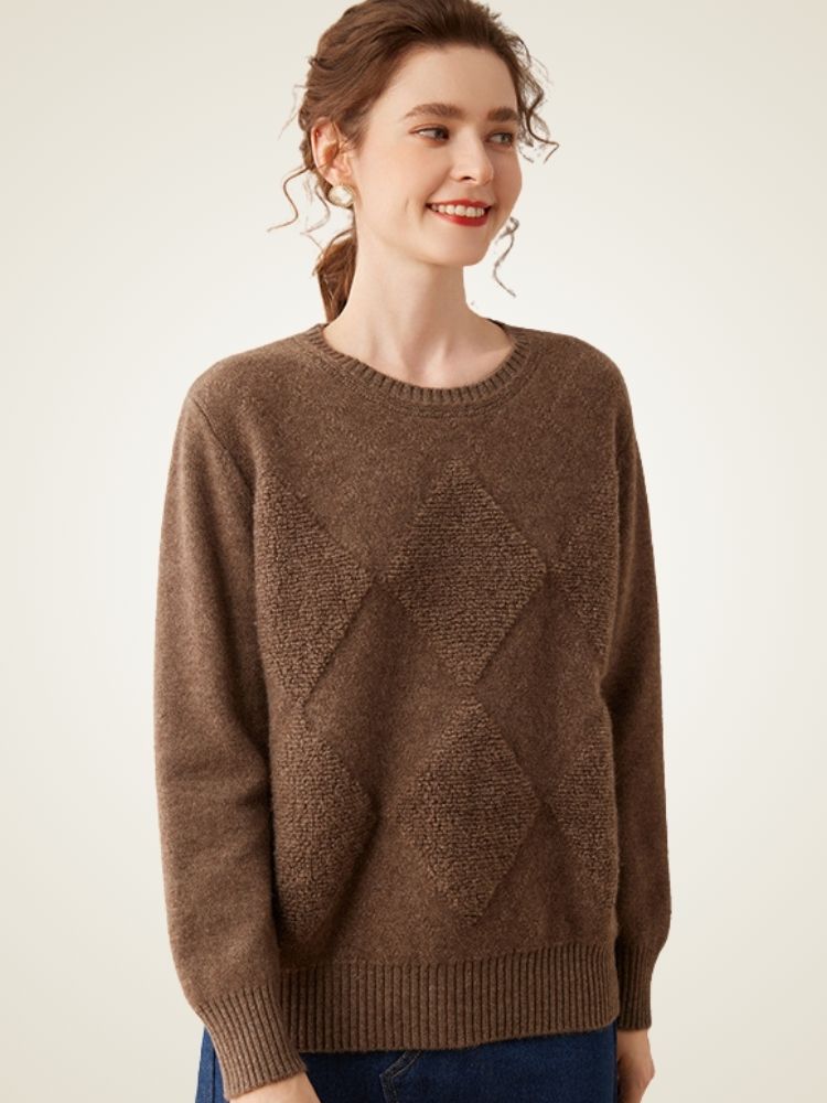 Nathaniel -  Diamond Knit Cashmere Sweater | The Cashmere Studio