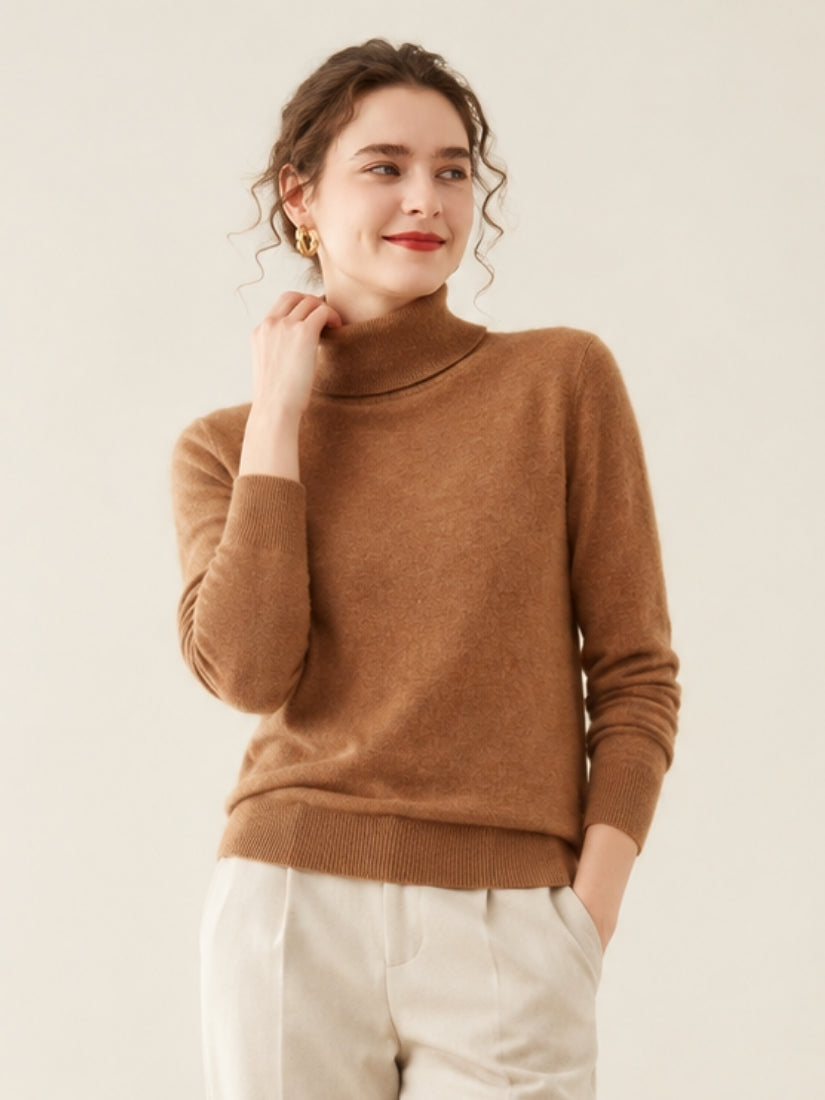 Oriessa — Camel Turtleneck Cashmere Sweater | The Cashmere Studio