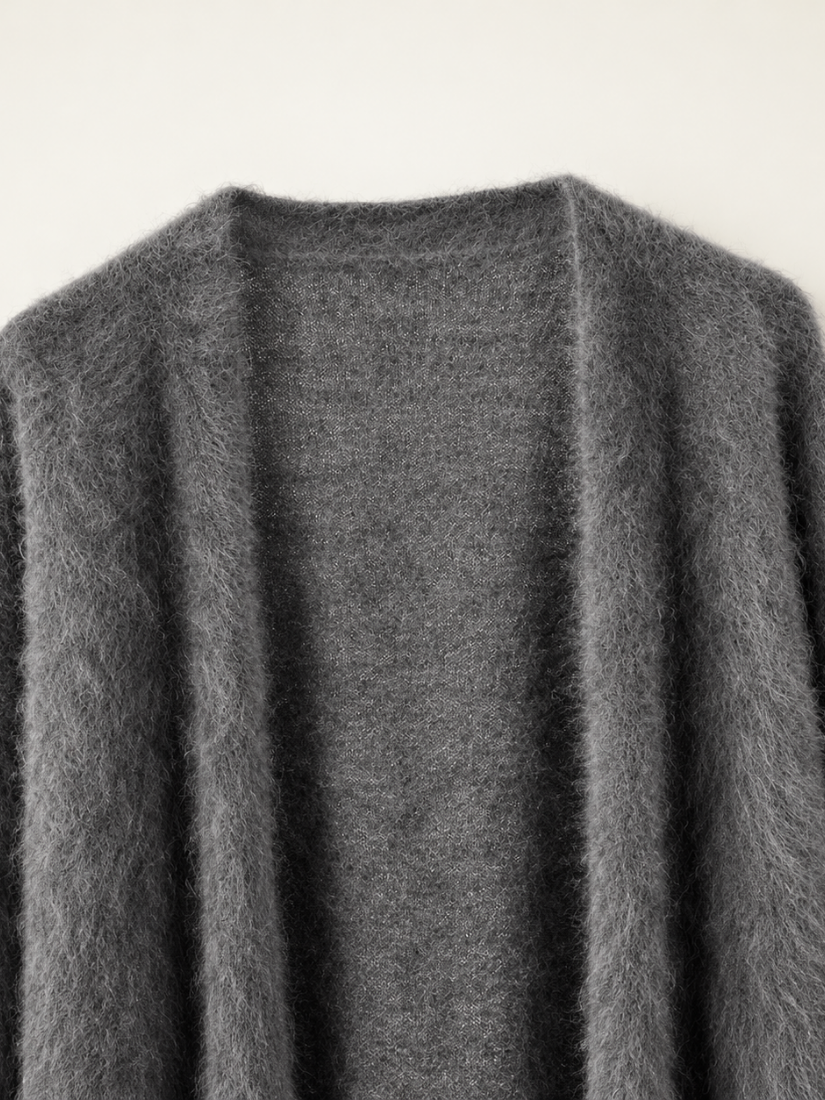 Saralyth — Gray Open-Front Cashmere Maxi Cardigan | The Cashmere Studio