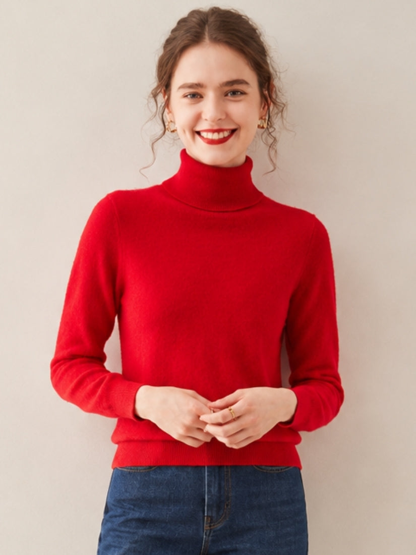 Oriessa — Red Turtleneck Cashmere Sweater | The Cashmere Studio