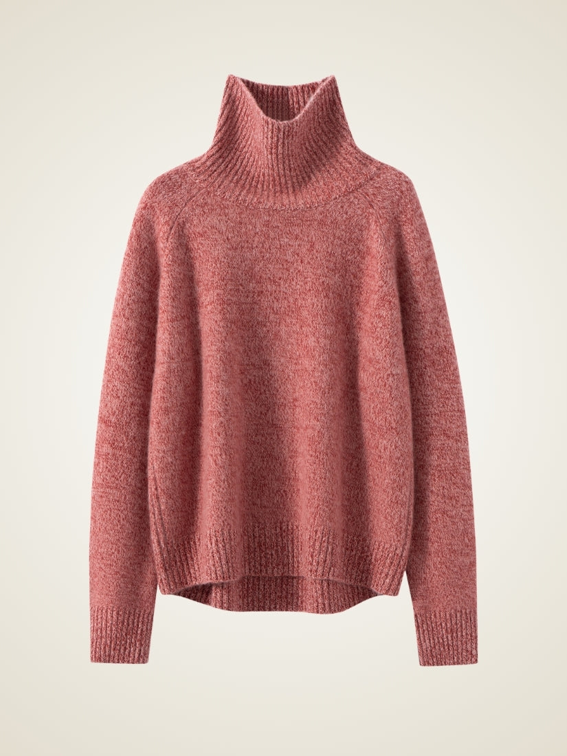 Kiersten — Dusty Rose Oversized Turtleneck Cashmere Sweater | The Cashmere Studio