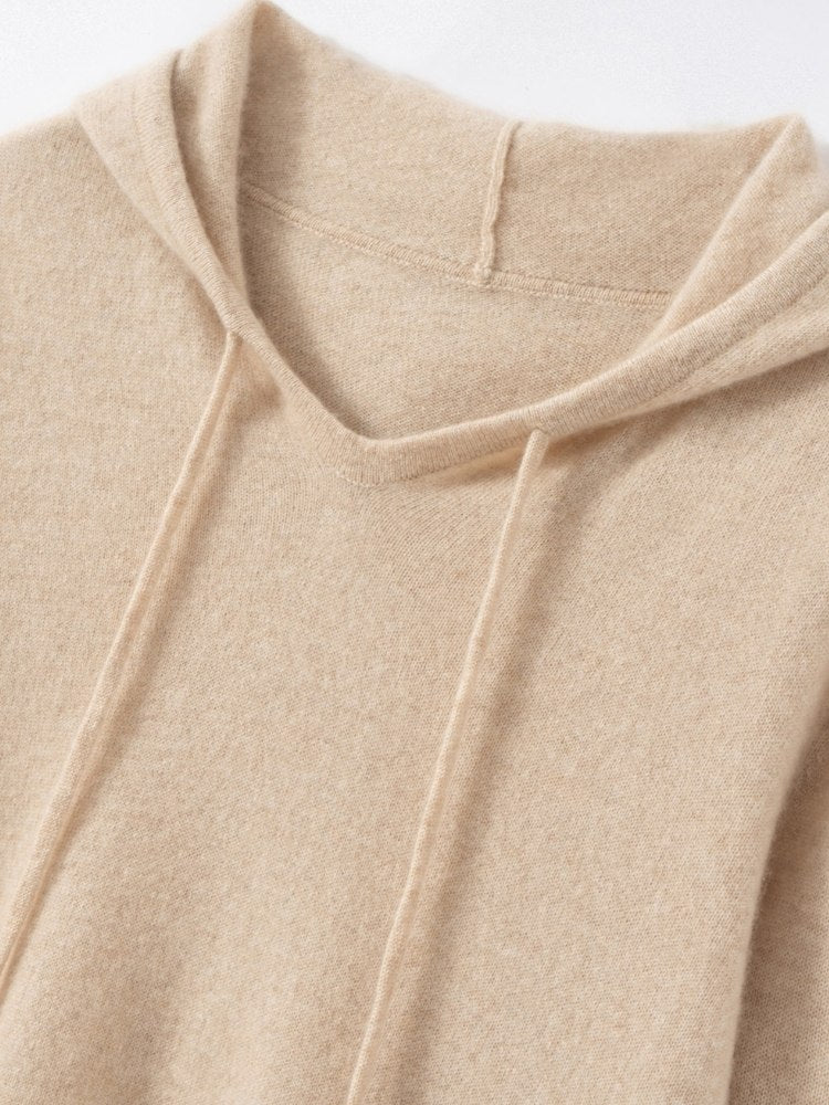 Sarevia - Drawstring Hooded Cashmere Sweater