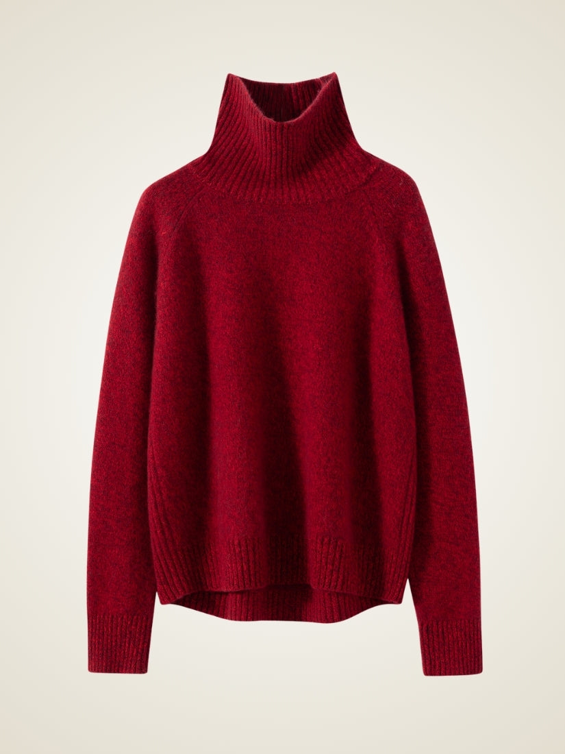 Kiersten — Red Oversized Turtleneck Cashmere Sweater | The Cashmere Studio