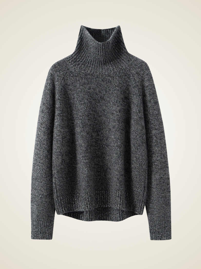 Kiersten — Dark Gray Oversized Turtleneck Cashmere Sweater | The Cashmere Studio