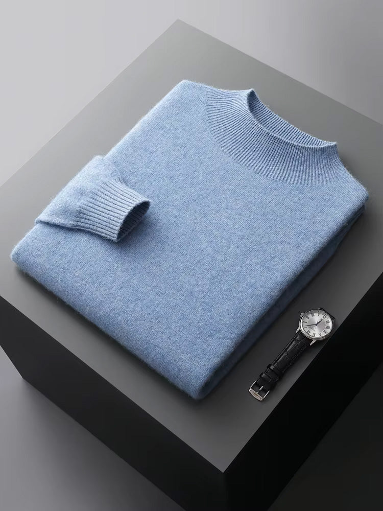 Aaron - Light Blue Crewneck Cashmere Sweater | The Cashmere Studio