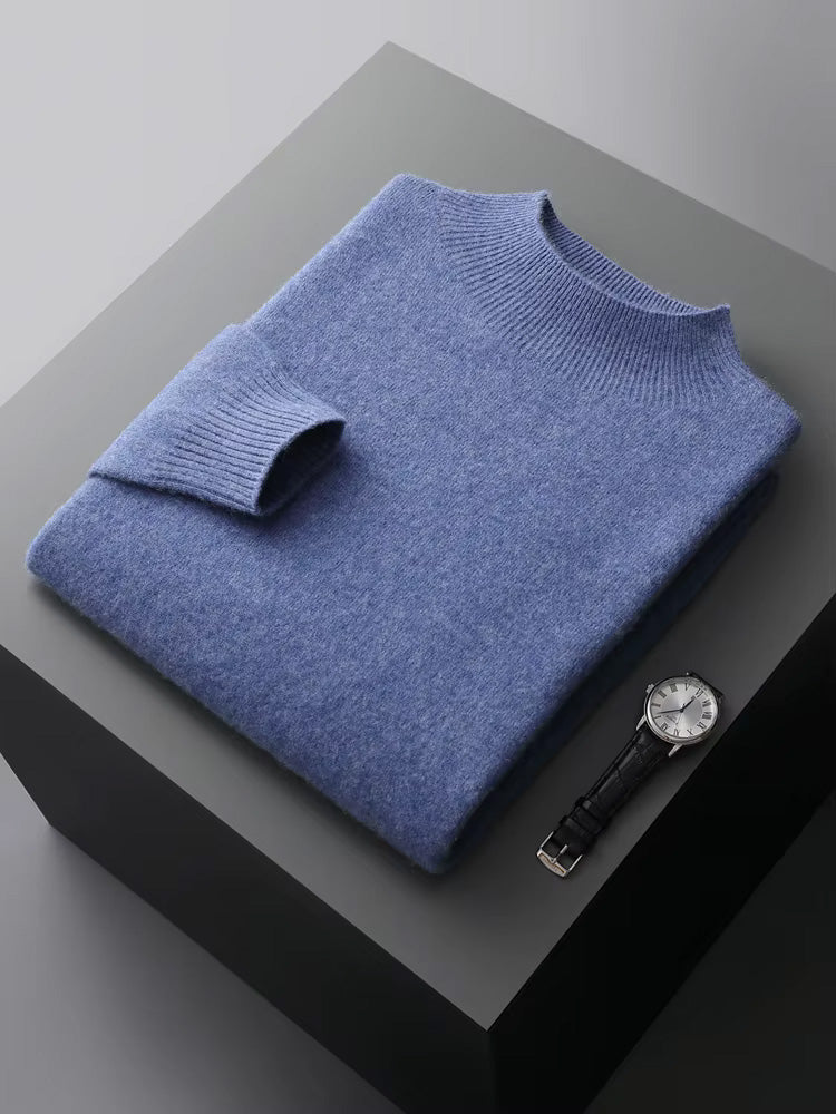 Aaron - Blue Crewneck Cashmere Sweater | The Cashmere Studio