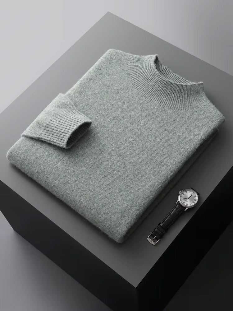 Aaron - Gray Green Crewneck Cashmere Sweater | The Cashmere Studio