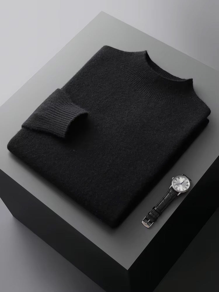 Aaron - Black Crewneck Cashmere Sweater | The Cashmere Studio