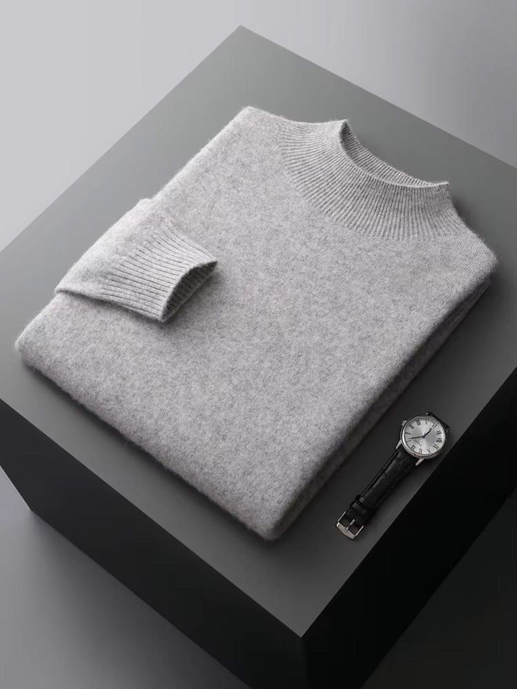 Aaron - Light Gray Crewneck Cashmere Sweater | The Cashmere Studio