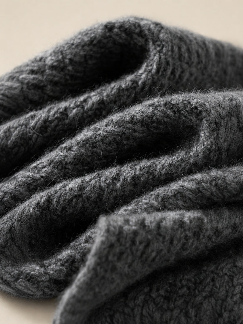 Amiel - Gray Jacquard Cashmere Scarf | The Cashmere Studio