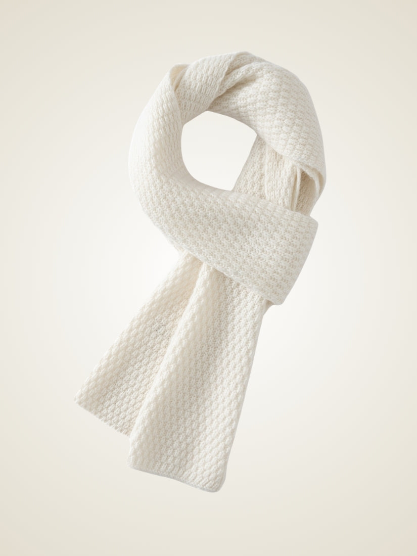 Amiel - Ivory Jacquard Cashmere Scarf | The Cashmere Studio