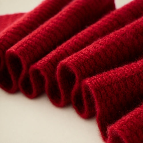 Amiel - Red Jacquard Cashmere Scarf | The Cashmere Studio
