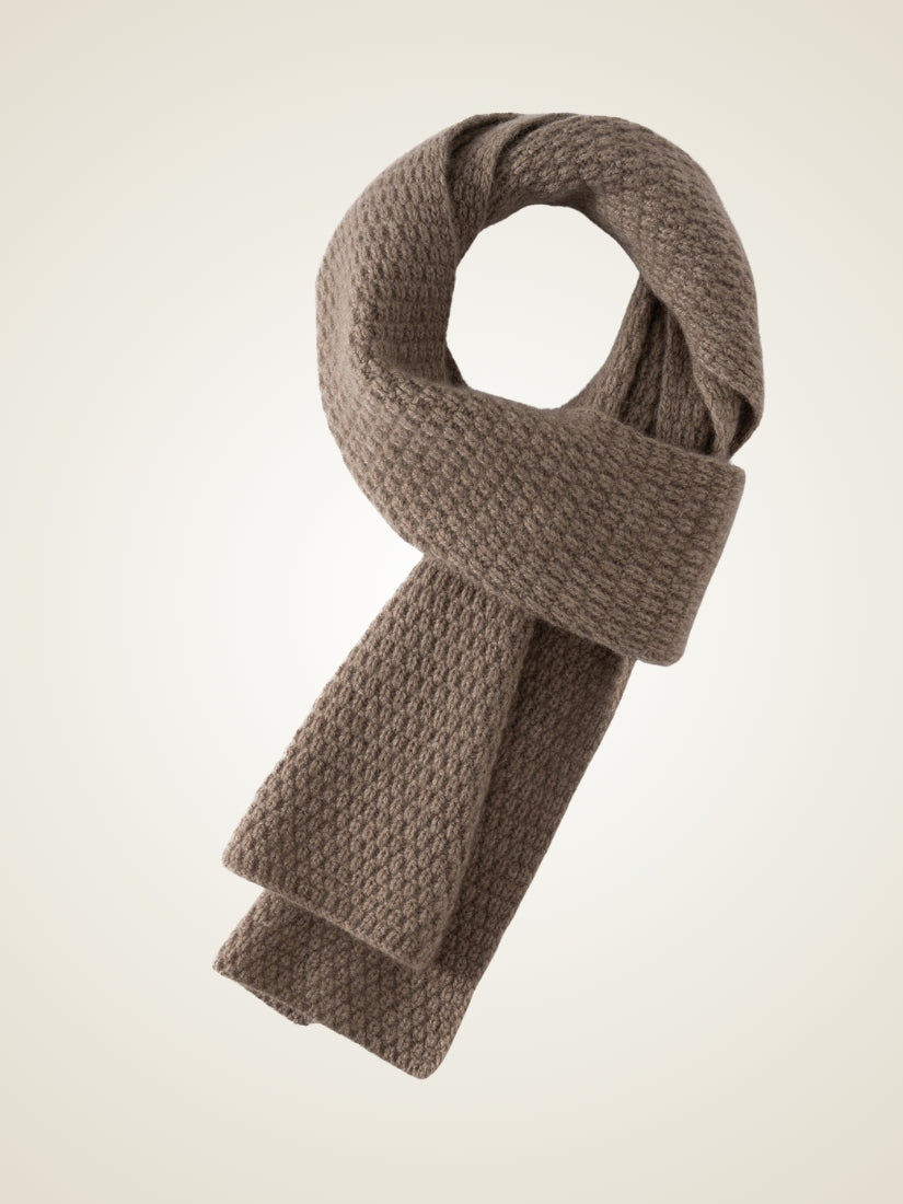 Amiel - Taupe Jacquard Cashmere Scarf | The Cashmere Studio