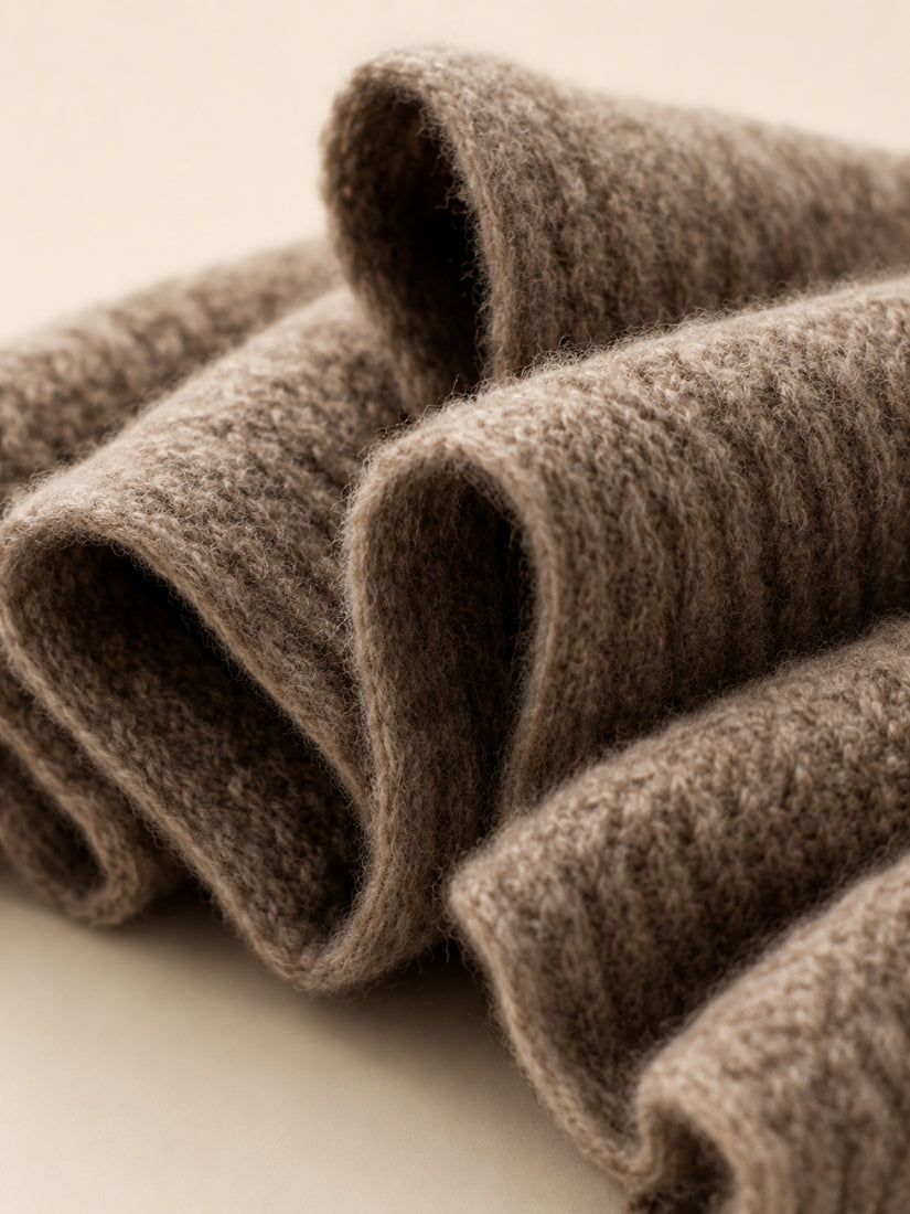 Amiel - Taupe Jacquard Cashmere Scarf | The Cashmere Studio