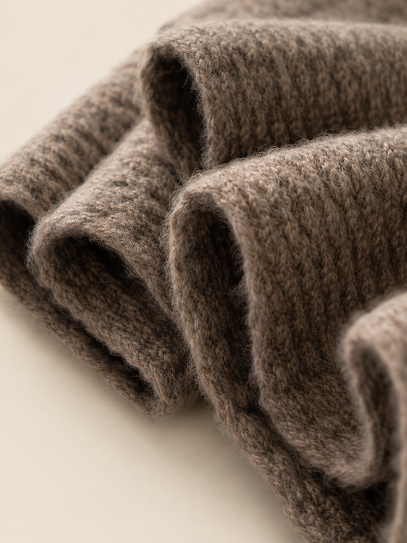 Amiel - Taupe Jacquard Cashmere Scarf | The Cashmere Studio