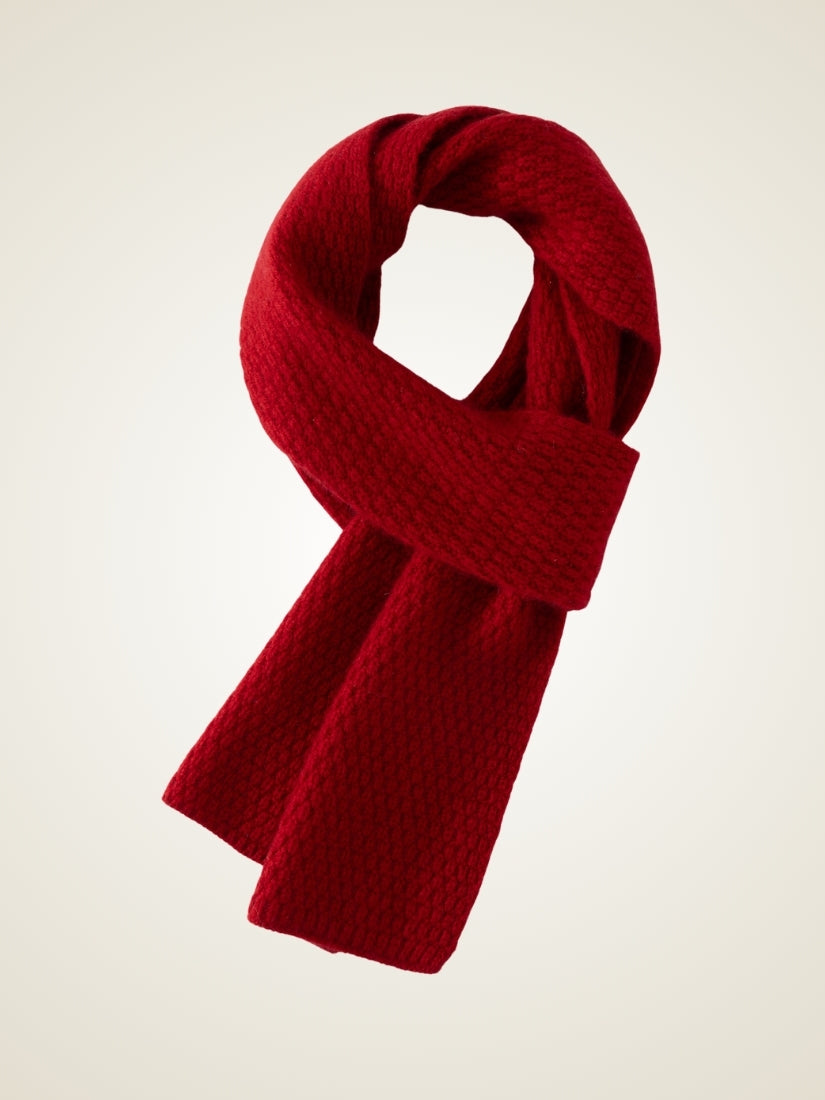 Amiel - Red Jacquard Cashmere Scarf | The Cashmere Studio