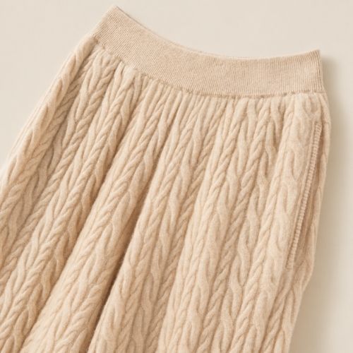 Amirelle — Beige Wide-Leg Cashmere Pants | The Cashmere Studio