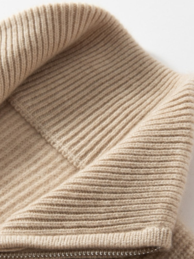Arithia - Ribbed Zip Cashmere Vest | The Cashmere Studio