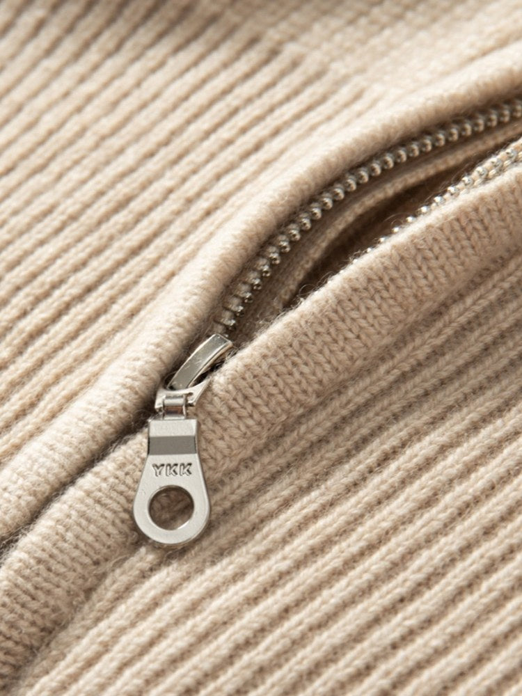 Arithia - Ribbed Zip Cashmere Vest | The Cashmere Studio