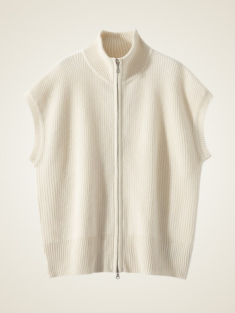 Arithia - Ribbed Zip Cashmere Vest | The Cashmere Studio