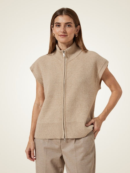 Arithia - Ribbed Zip Cashmere Vest | The Cashmere Studio