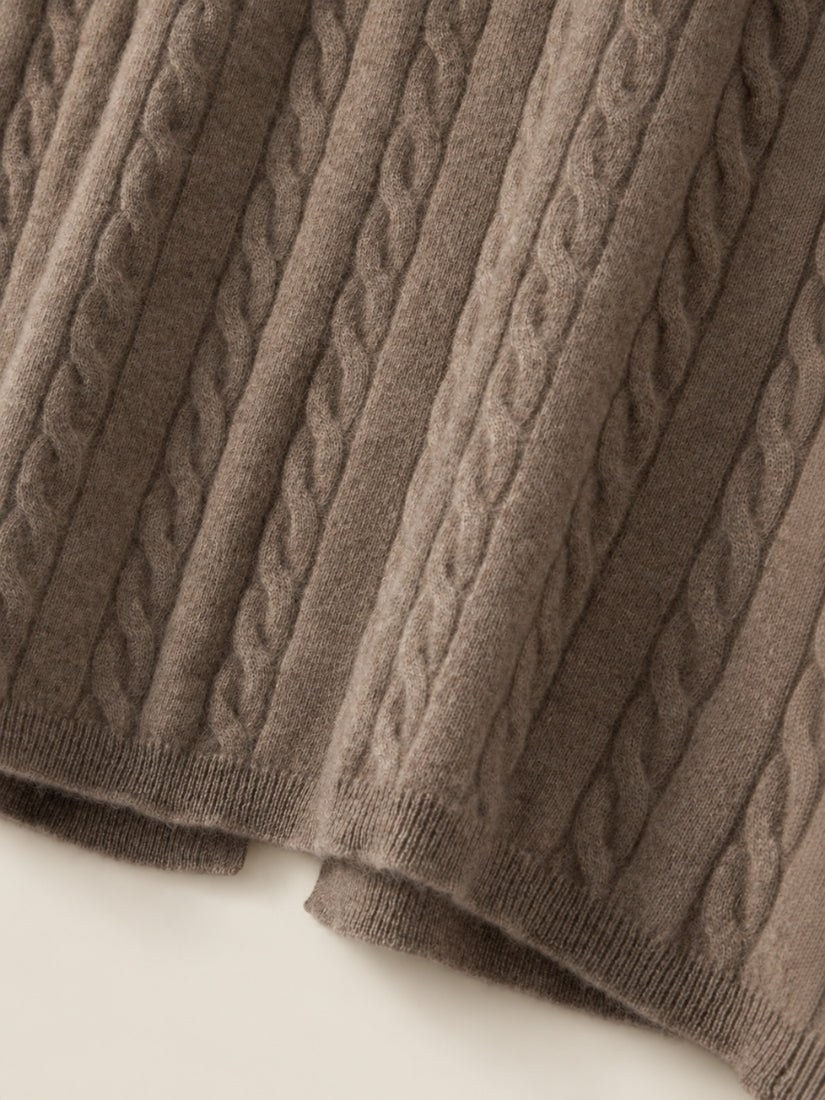 Audenya - Taupe Cashmere Cable-Knit Detail | The Cashmere Studio