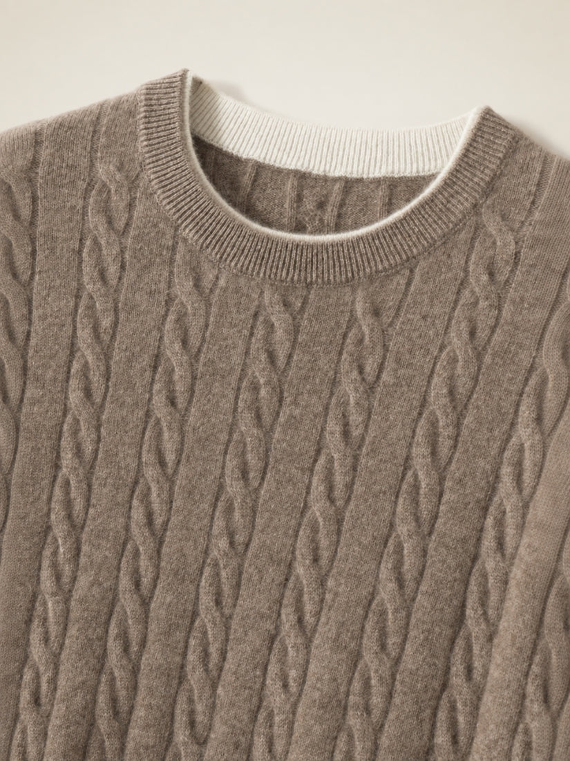 Audenya - Taupe Cashmere Cable-Knit Detail | The Cashmere Studio