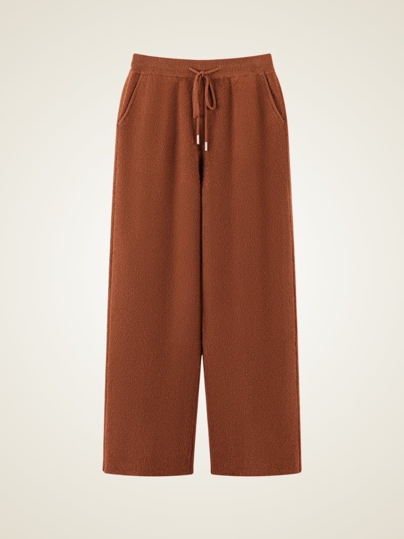 Aurian — Dark Caramel Wide-Leg Cashmere Pants | The Cashmere Studio