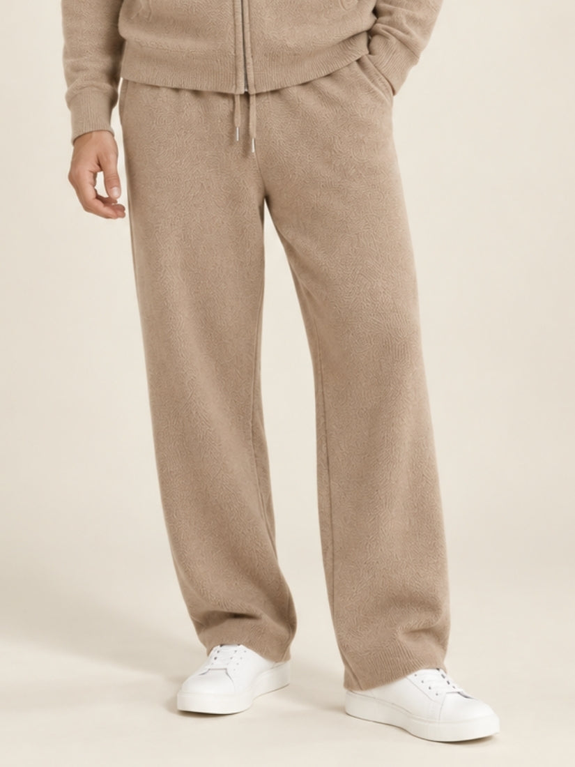 Aurian — Beige Wide-Leg Cashmere Pants | The Cashmere Studio