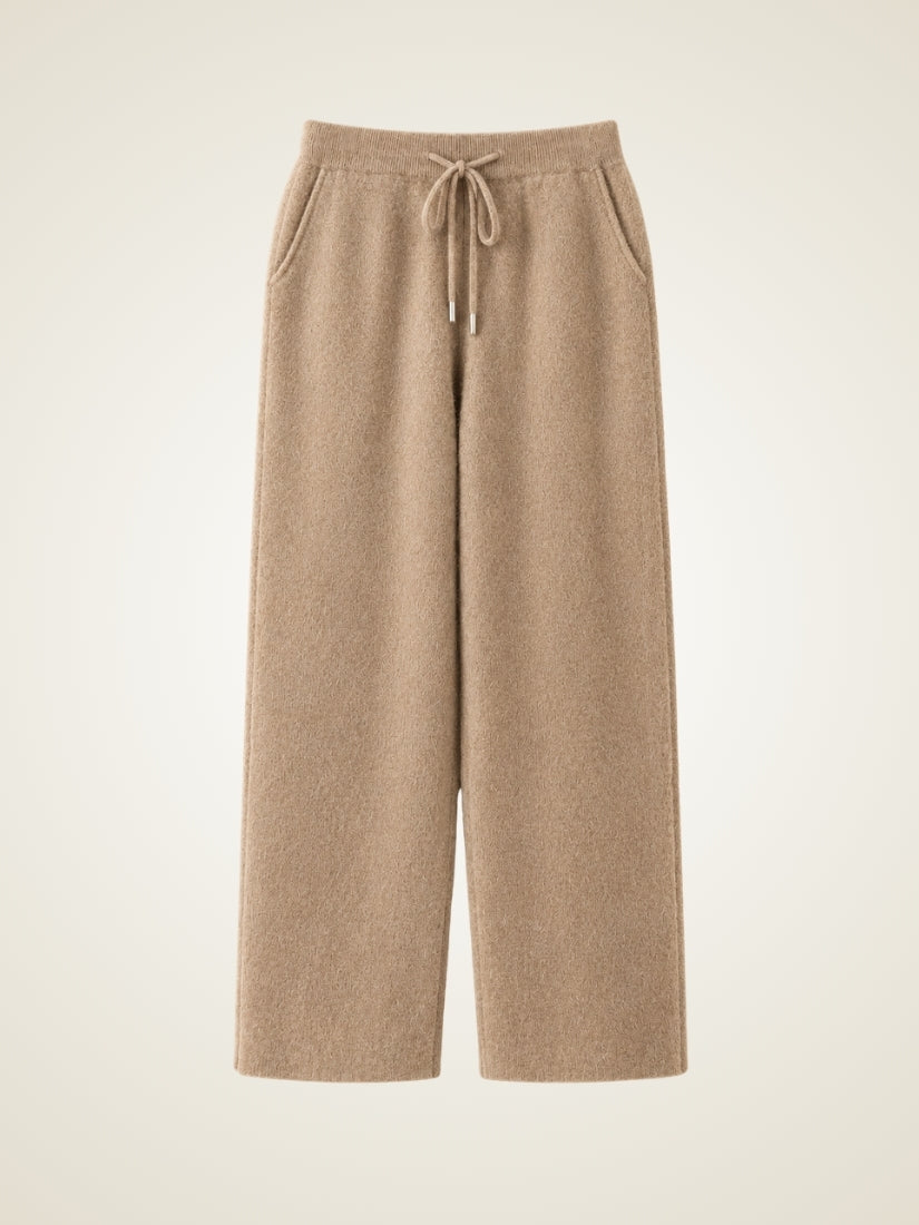 Aurian — Beige Wide-Leg Cashmere Pants | The Cashmere Studio