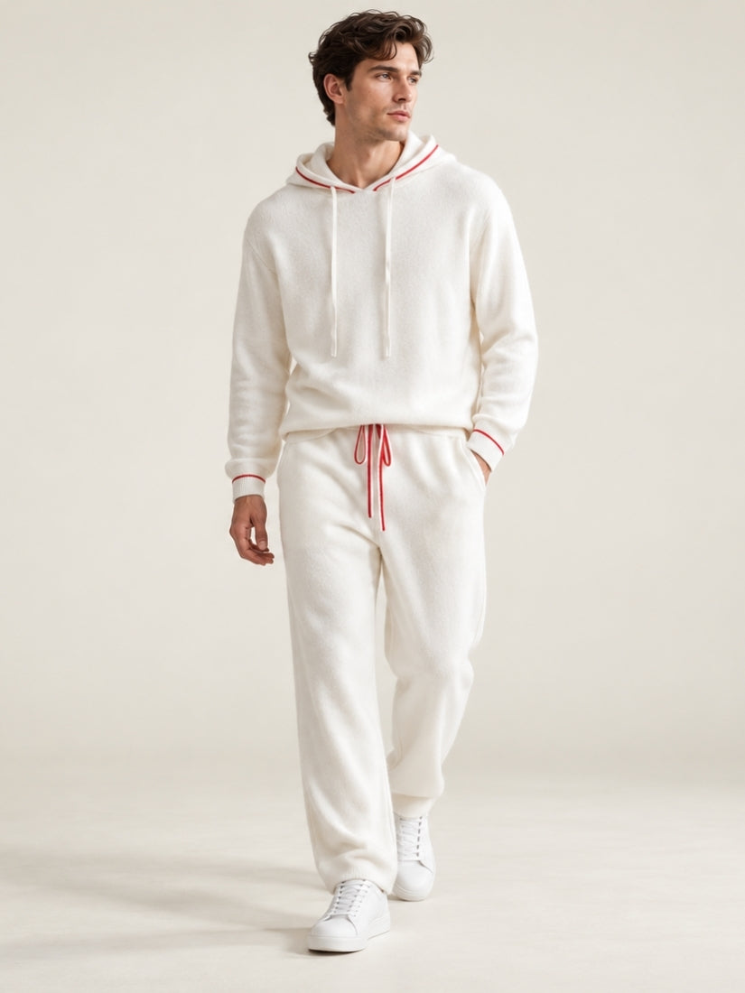 Avel — Ivory Jacquard Cashmere Hoodie Set | The Cashmere Studio