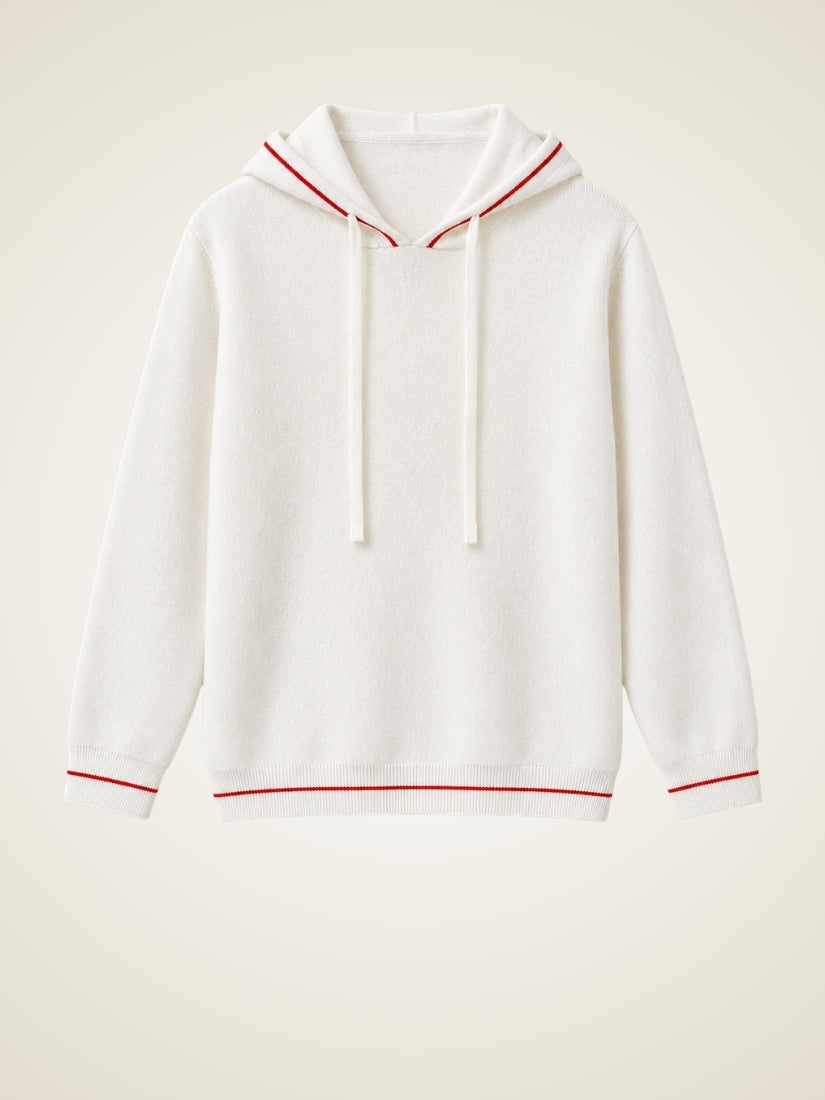 Avel — Ivory Jacquard Cashmere Hoodie Sweater Flat Lay | The Cashmere Studio