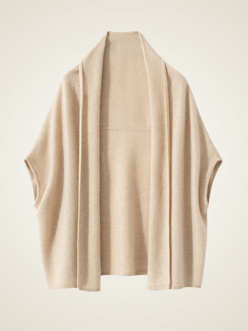 Avenia - Beige Cashmere Cape | The Cashmere Studio