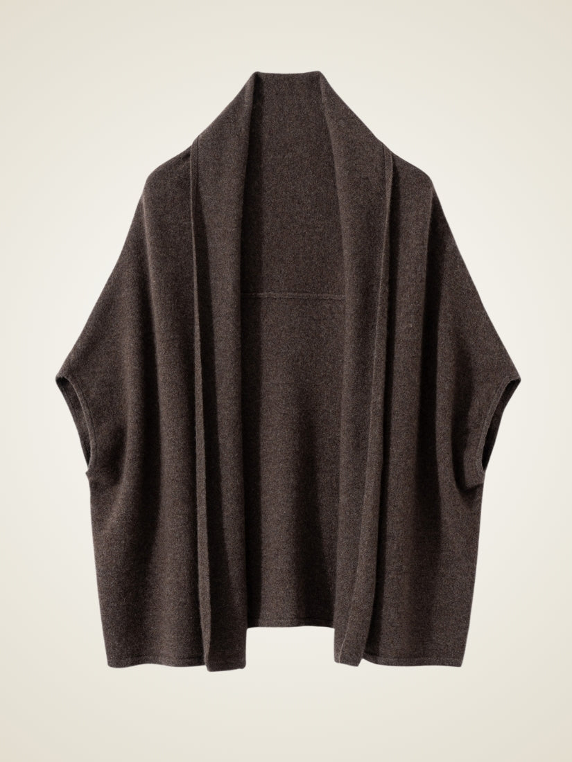 Avenia - Brown Cashmere Cape | The Cashmere Studio